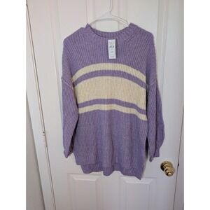 American Eagle Outfitters Sweater Womens Small Purple Striped Knit‎ NWT